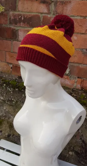 Gryffindor pom pom beanie hat, Harry potter, Hogwarts, inspired,