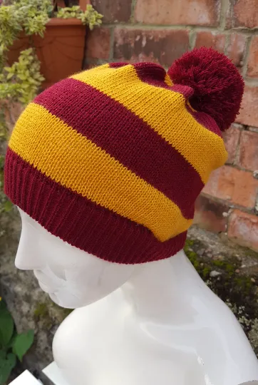 Gryffindor pom pom beanie hat, Harry potter, Hogwarts, inspired,