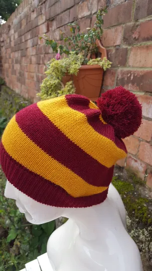 Gryffindor pom pom beanie hat, Harry potter, Hogwarts, inspired,