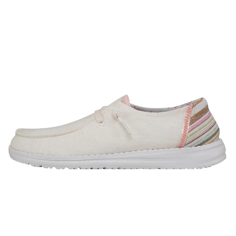 'Hey Dude' Women's Wendy Canvas - White Fun Lines