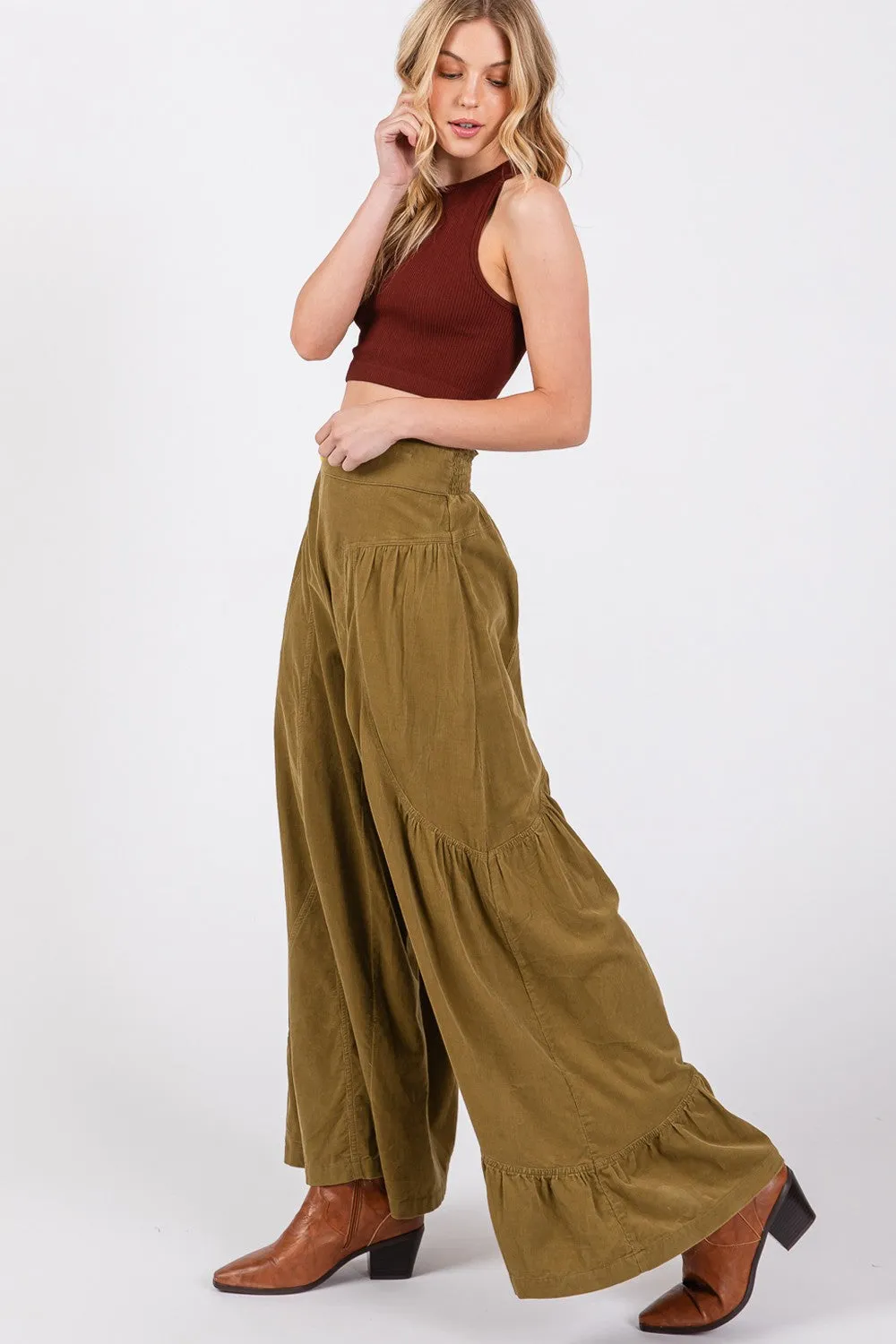 High Rise Corduroy Wide Leg Pants