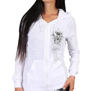 Hot Leathers GLZ4237 Ladies 'Sugar Skull' Lightweight Slubby Hooded