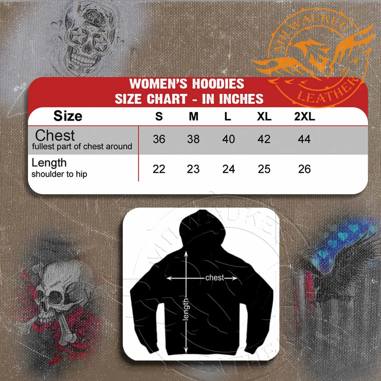 Hot Leathers GLZ4237 Ladies 'Sugar Skull' Lightweight Slubby Hooded