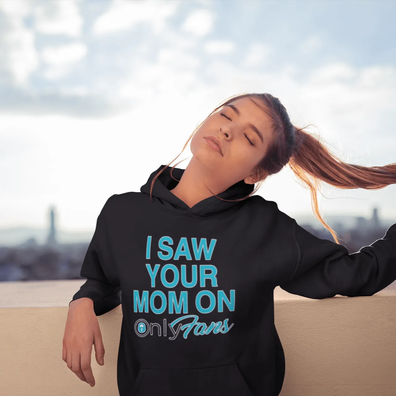 I saw Your Mom On Only Fans Hoodie Midweight Blended Cotton Unisex Pullover