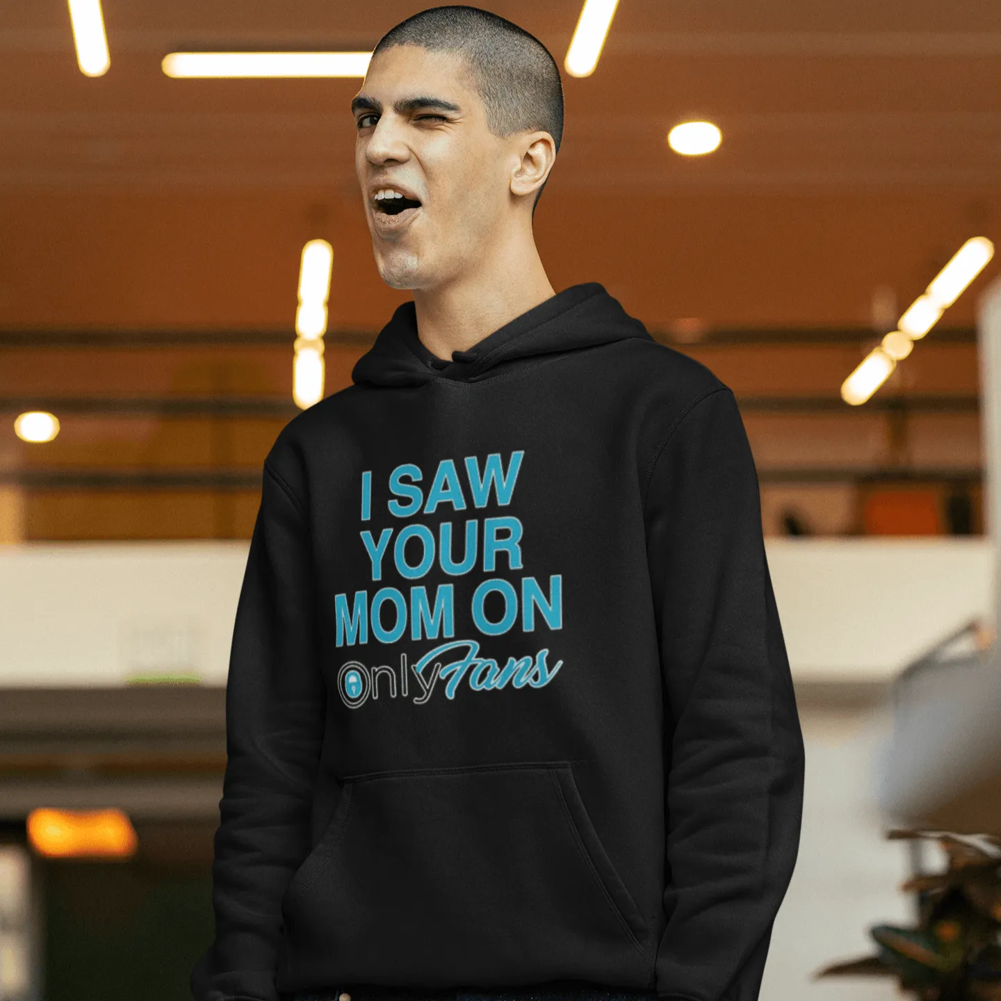 I saw Your Mom On Only Fans Hoodie Midweight Blended Cotton Unisex Pullover