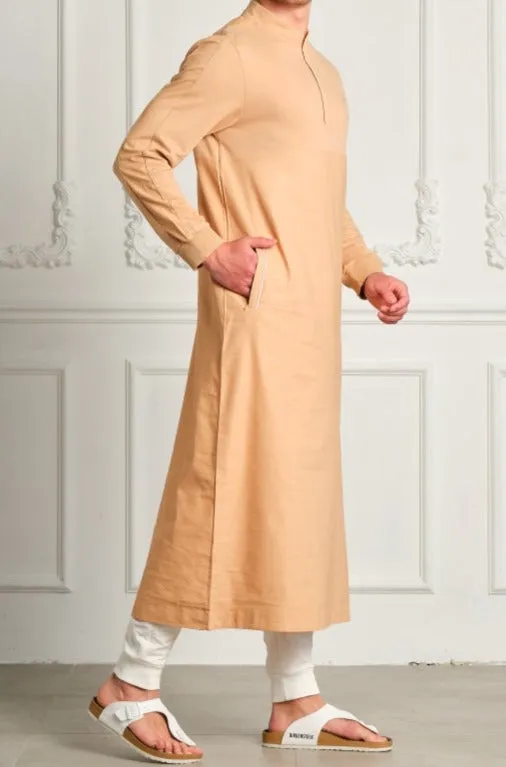 Islamic Men's Lightweight Long Thobe Kamees SUBTIL QL in Beige and White