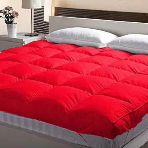 Jaipur Linen 3000 GSM Microfiber Double Bed Mattress Padding/Topper Red, 72 x 72-inch