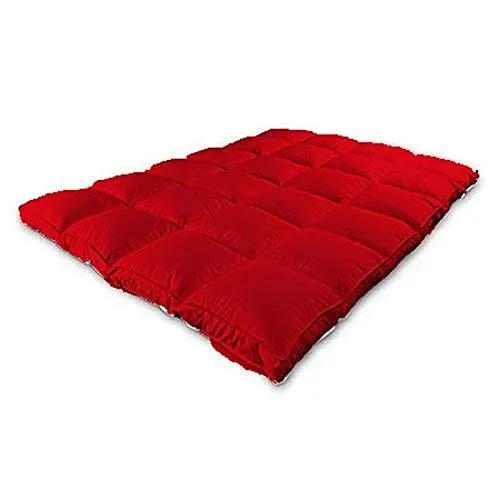 Jaipur Linen 3000 GSM Microfiber Double Bed Mattress Padding/Topper Red, 72 x 72-inch