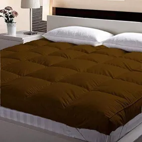 Jaipur Linen Double Bed Finest Imported Super Microfiber Mattress Padding/Topper-Brown (72"X72" Inch)