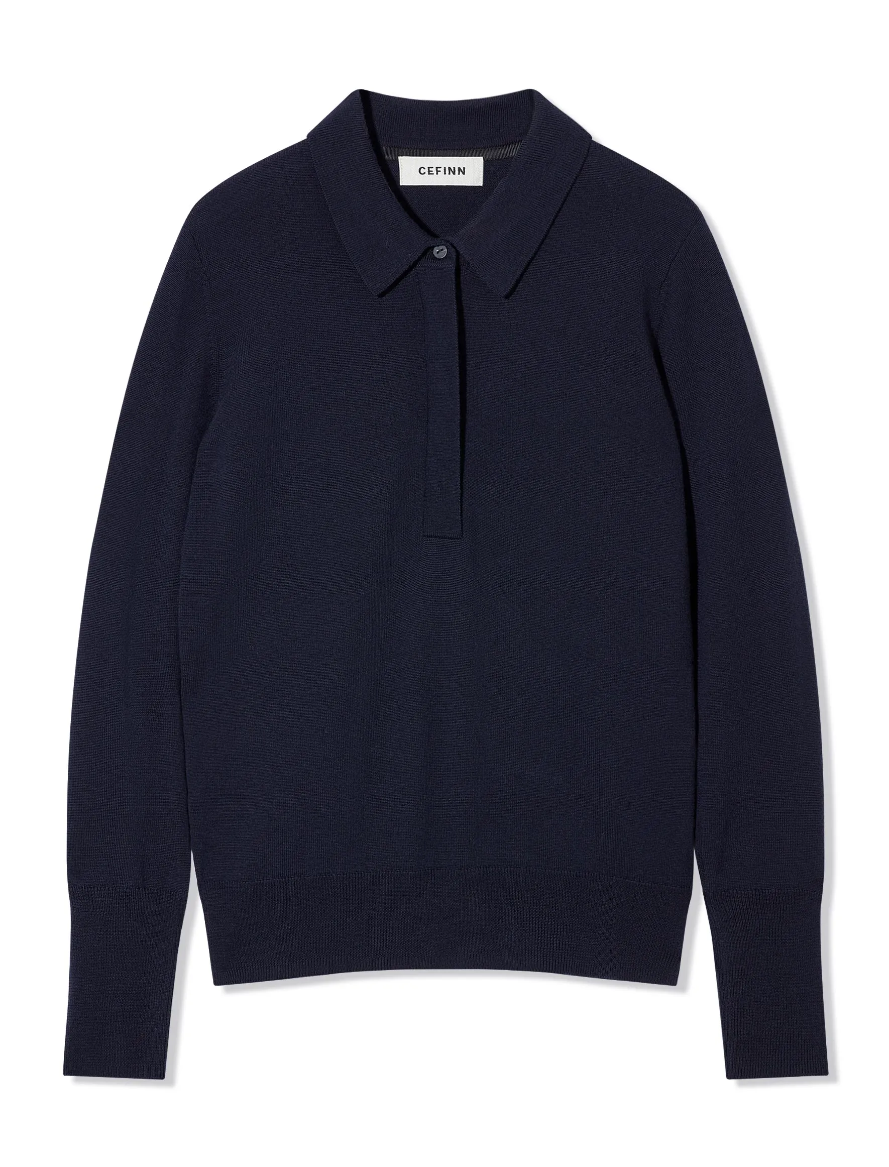 Josie Cashmere Collared Jumper - Navy