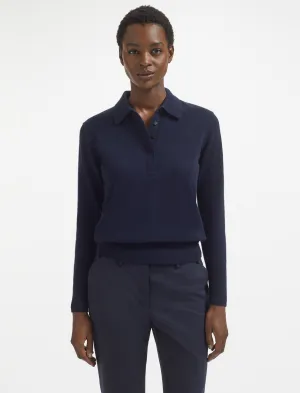 Josie Cashmere Collared Jumper - Navy