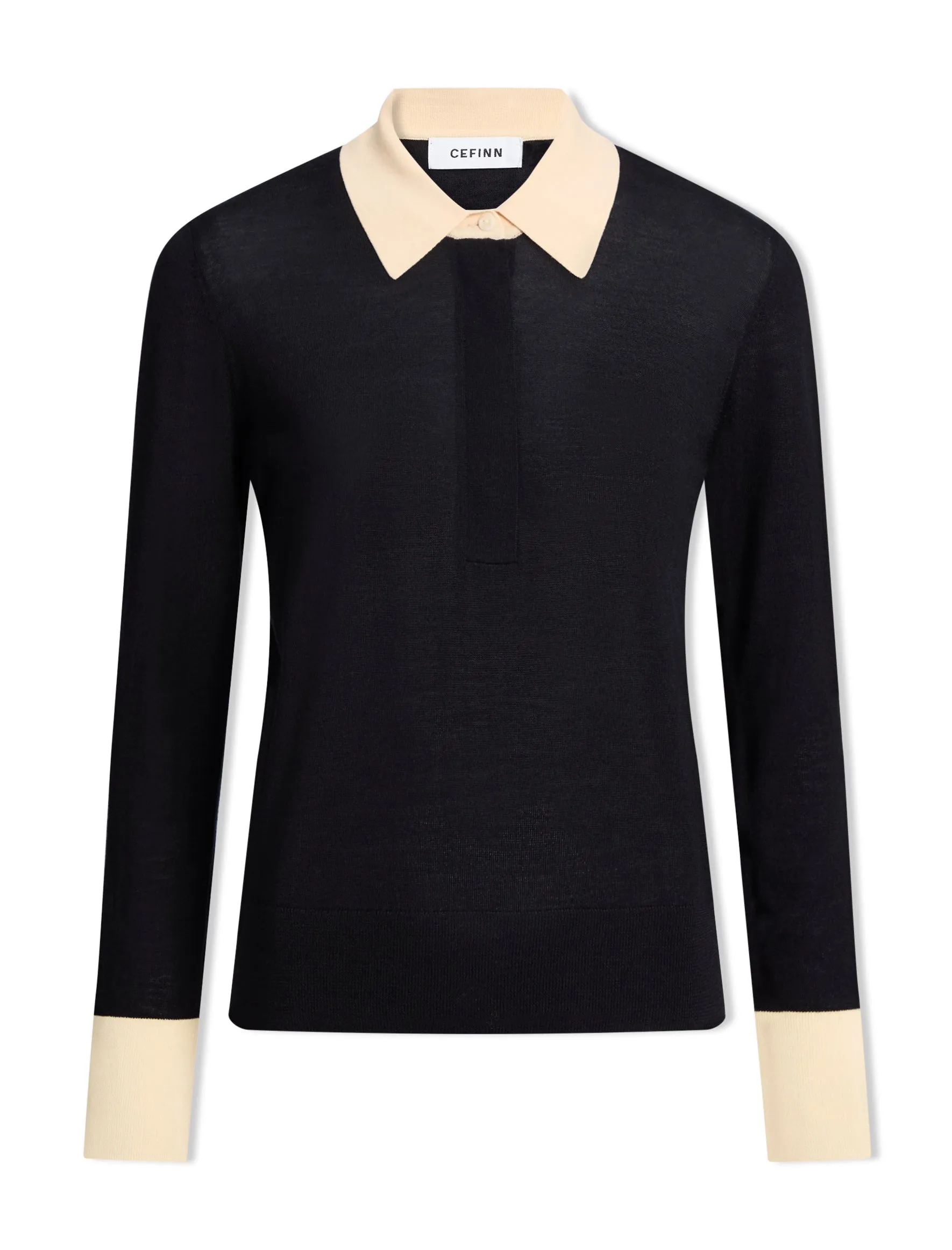 Josie Silk Blend Jumper - Black Cream Colour Block