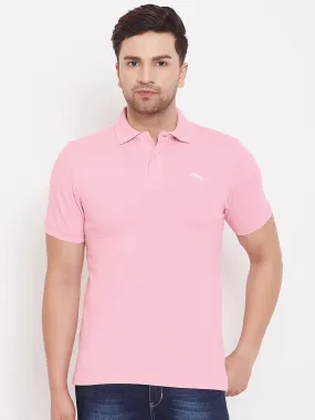 JUMP USA Men Solid Pink Polo T-shirt