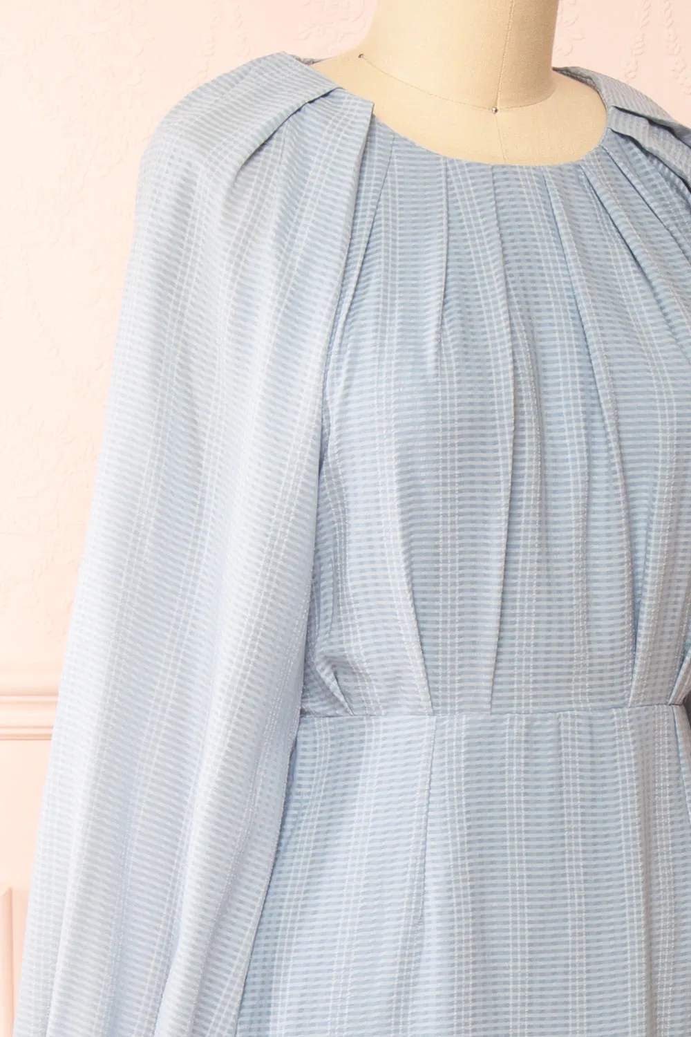 Kajal Blue | Long Sleeve Plaid Maxi Dress