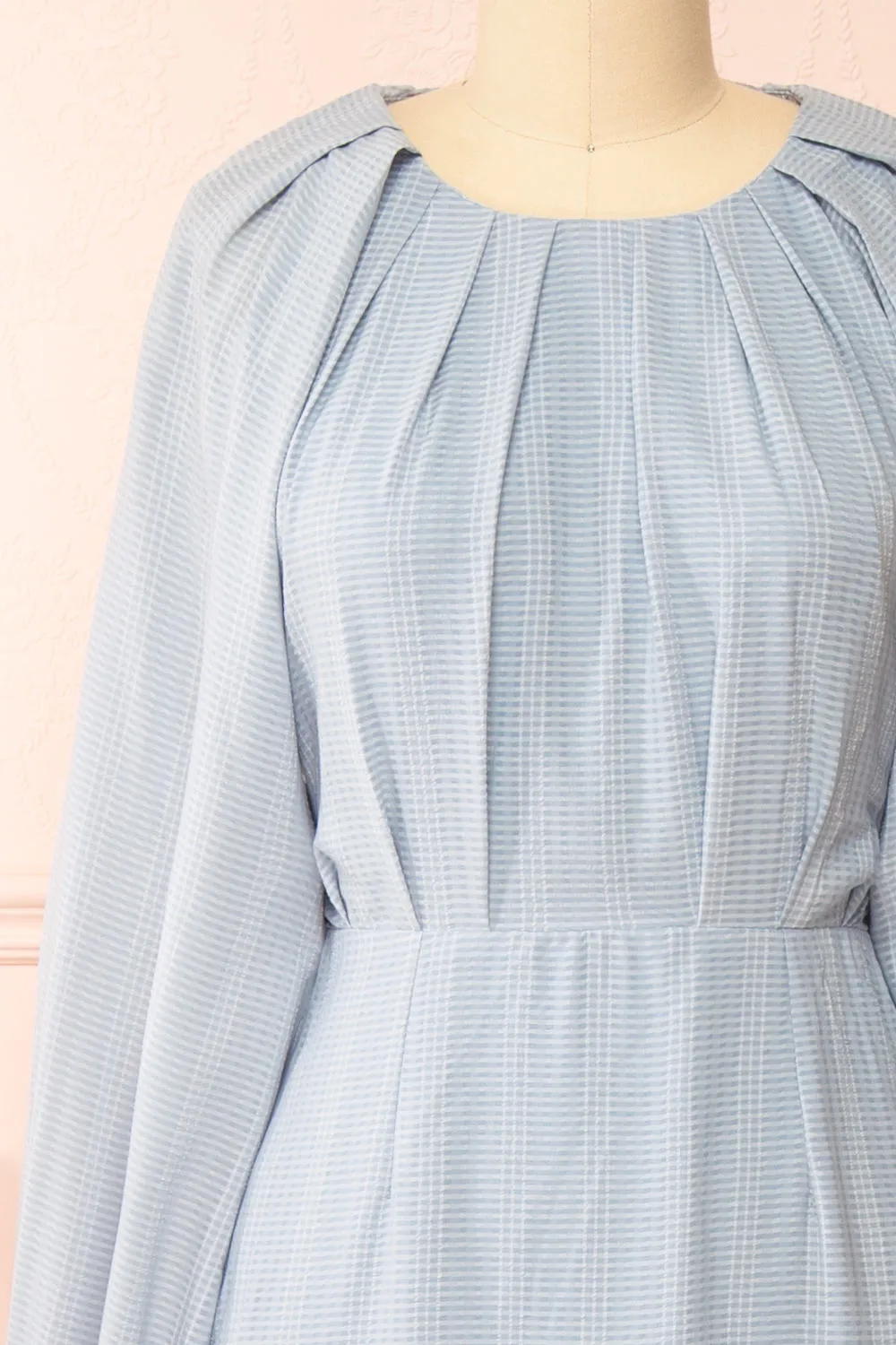 Kajal Blue | Long Sleeve Plaid Maxi Dress