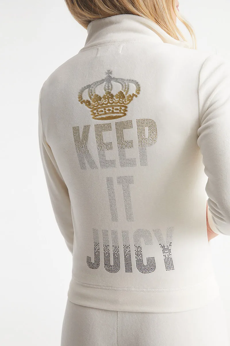 Keep It Juicy Cotton Velour Mockneck Track Jacket