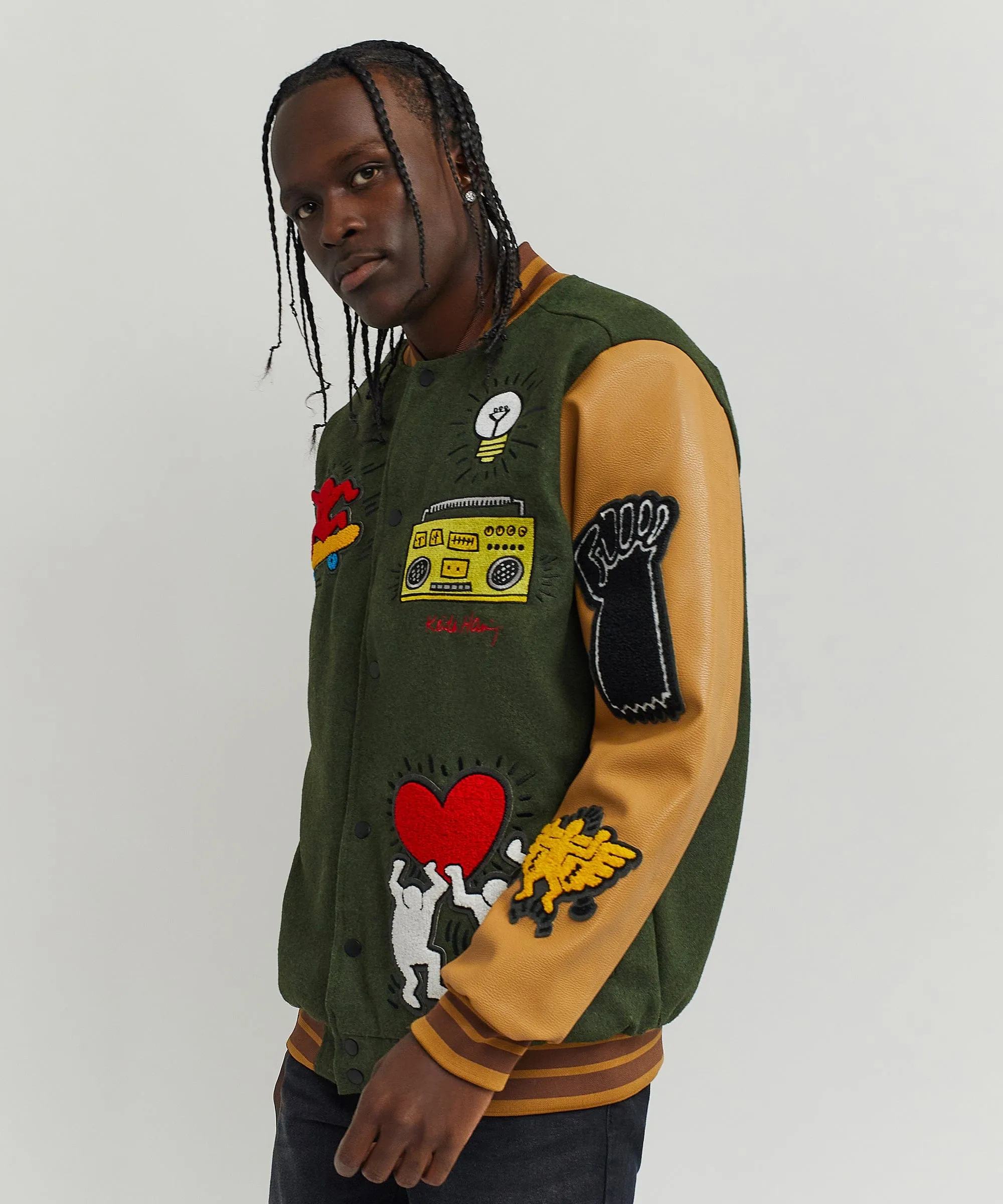 Keith Haring Holding Hands Varsity Jacket