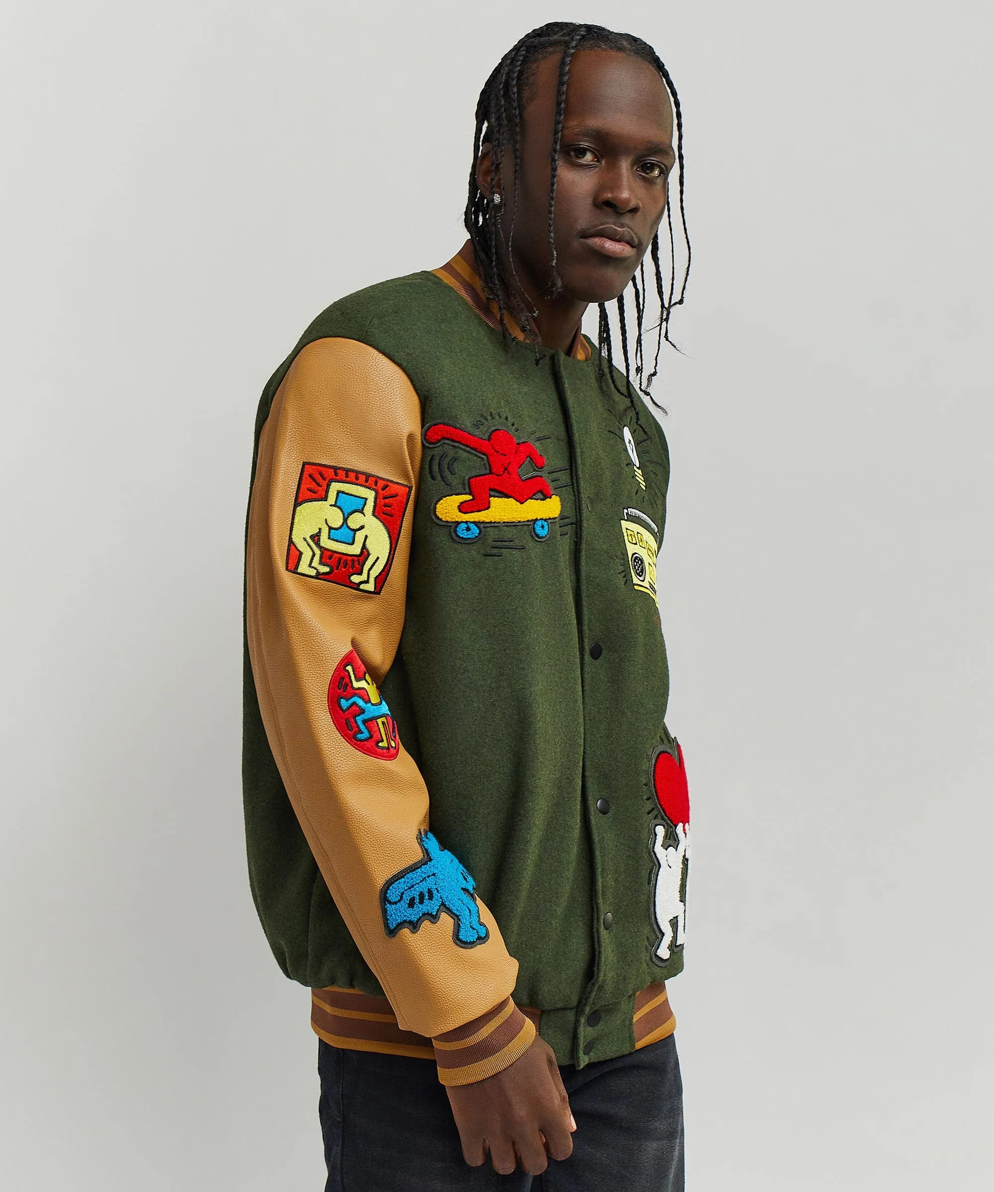 Keith Haring Holding Hands Varsity Jacket