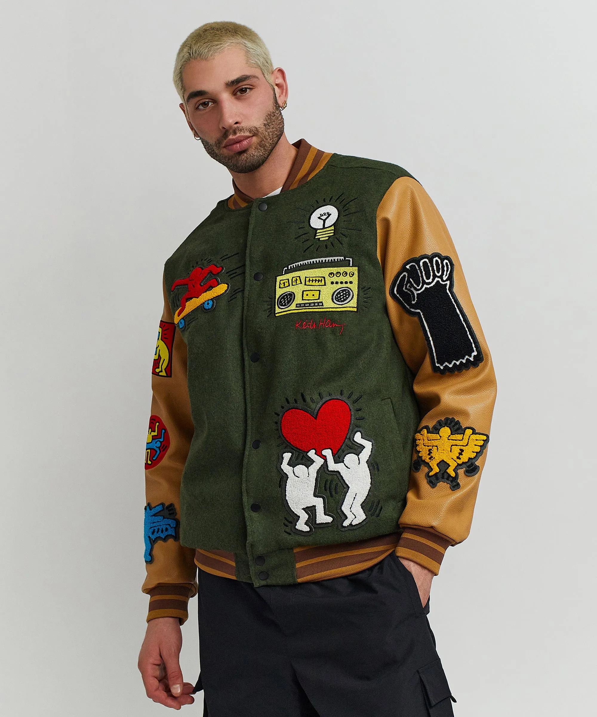 Keith Haring Holding Hands Varsity Jacket