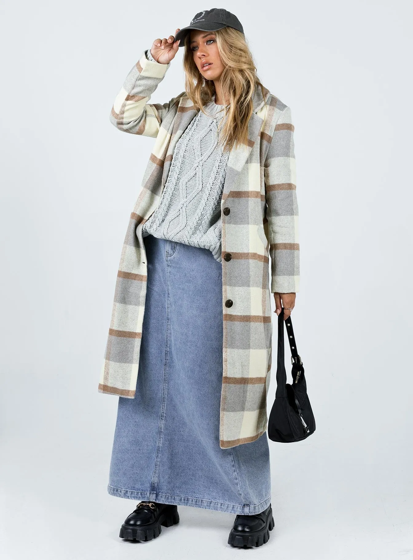 Keslake Plaid Coat Grey Check