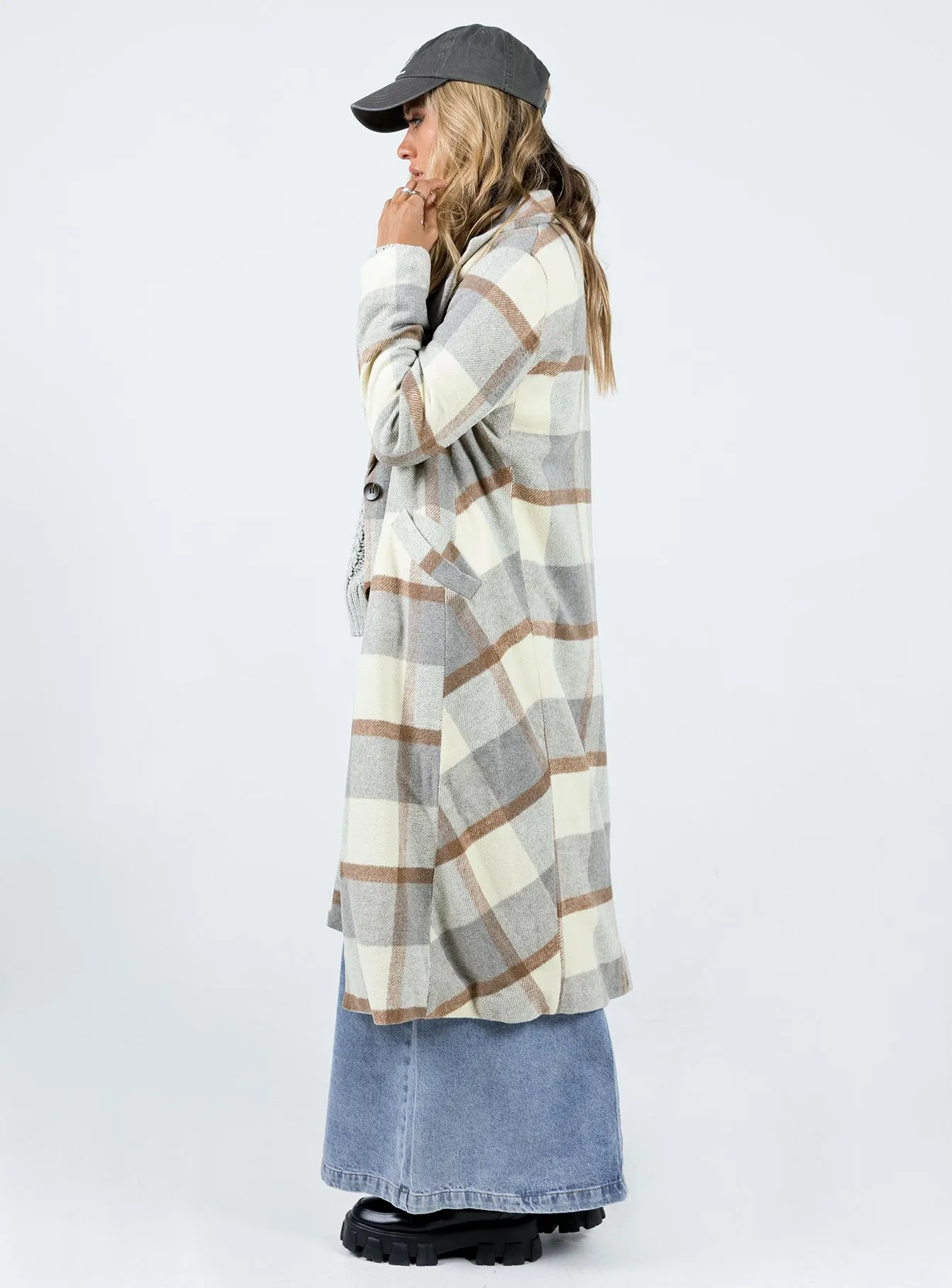 Keslake Plaid Coat Grey Check