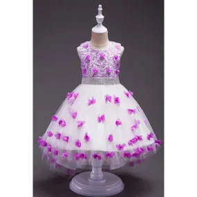 Kids Baby Girls Beaded Waist Flower Decorated Dress - C1125KMKGD