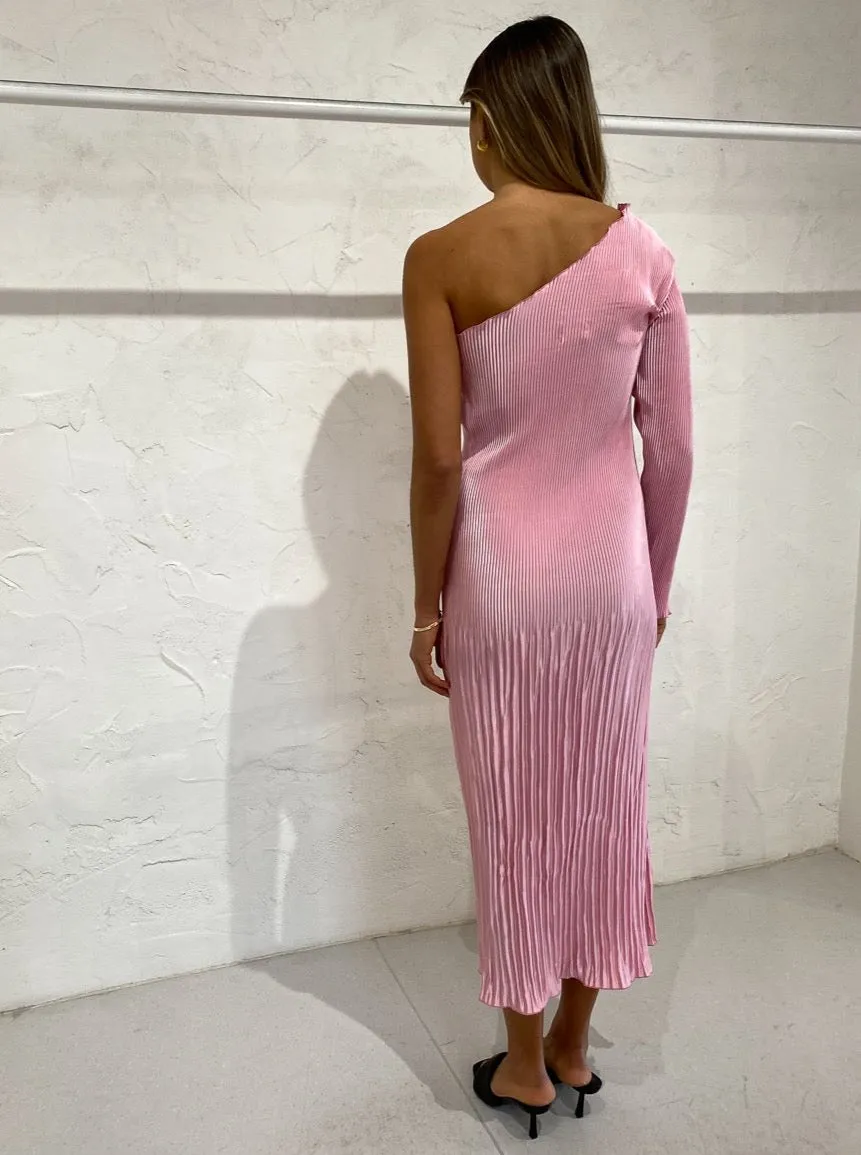 Lidee Soiree One Shoulder L/S Dress in Pink