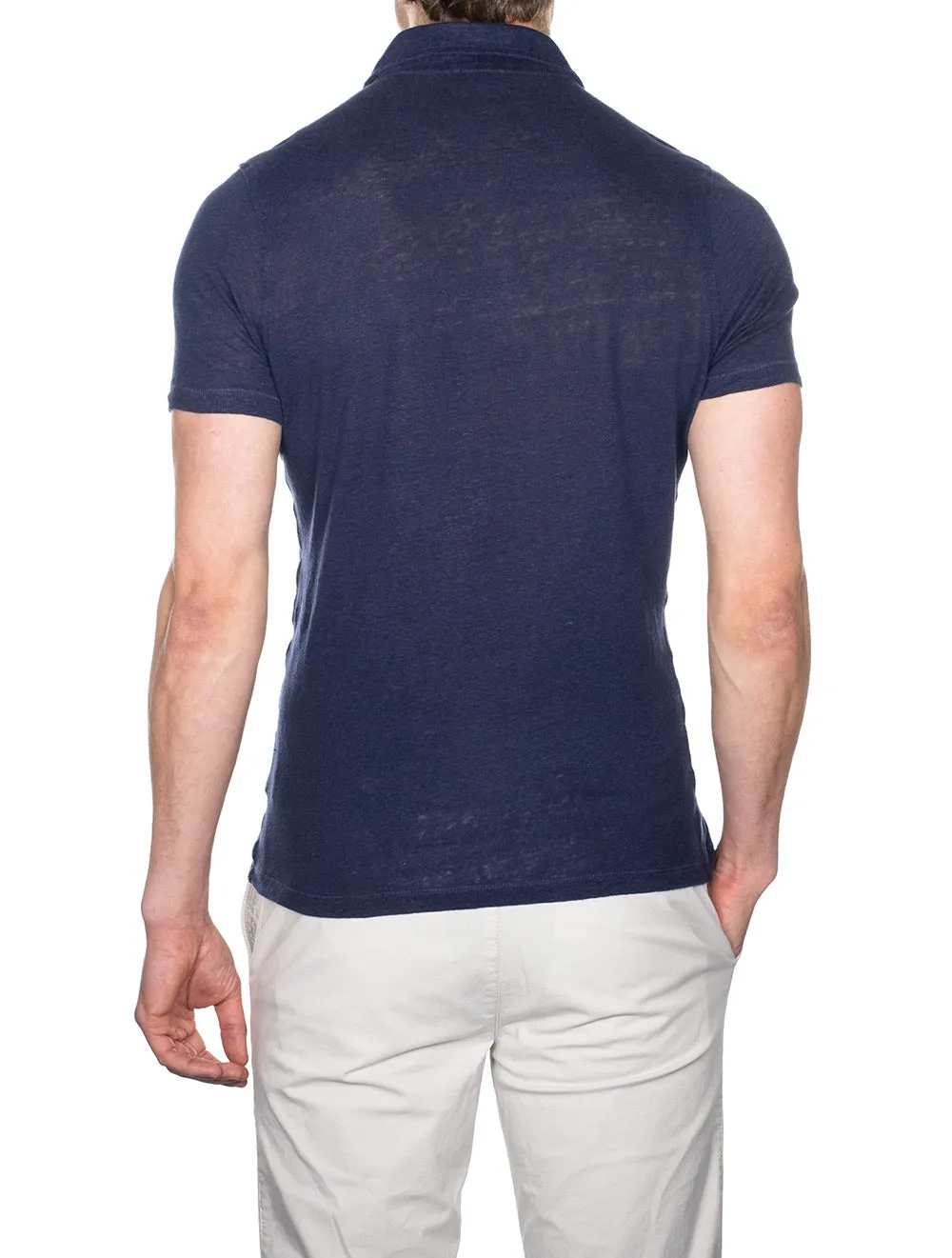 Linen Polo Shirt - Navy