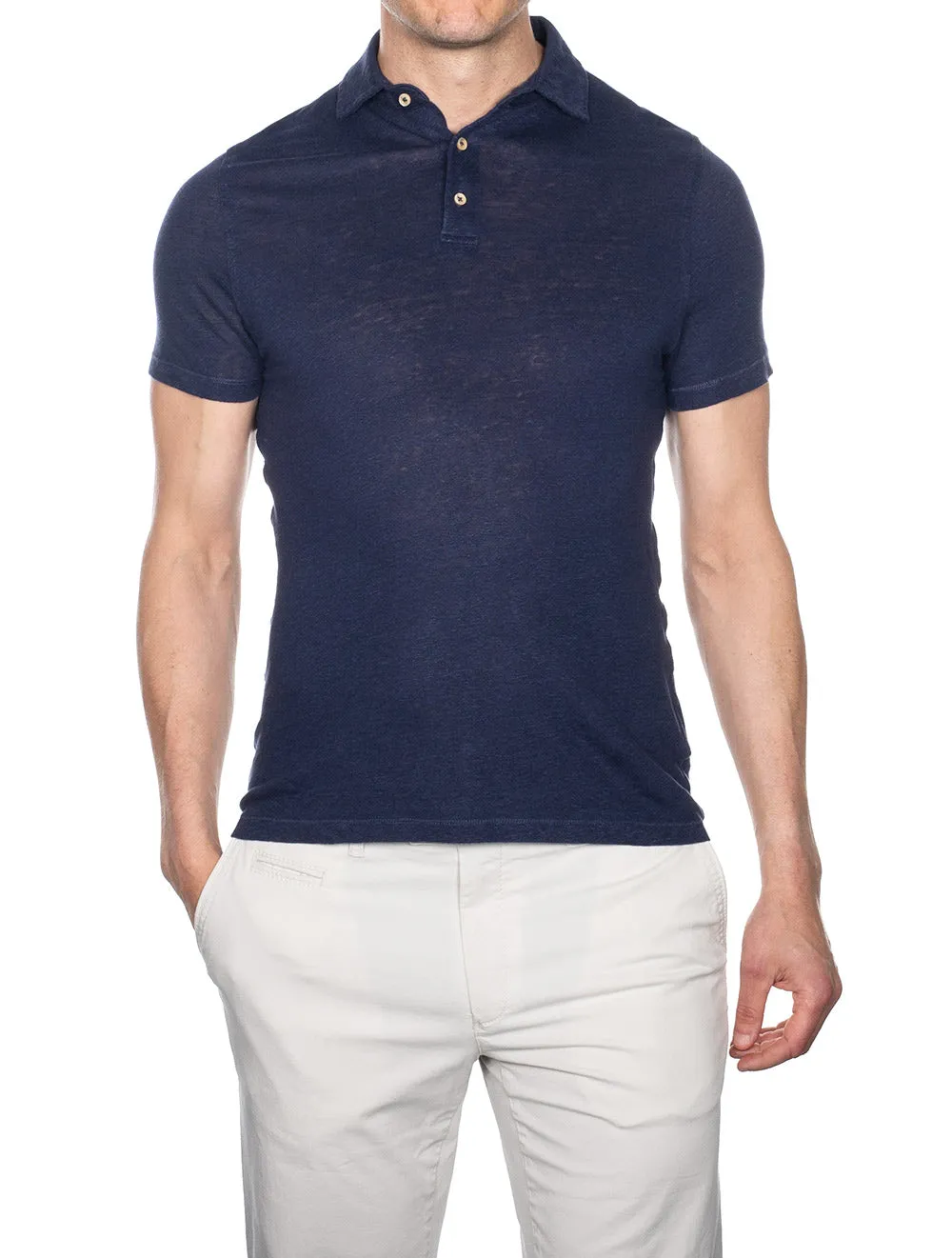 Linen Polo Shirt - Navy