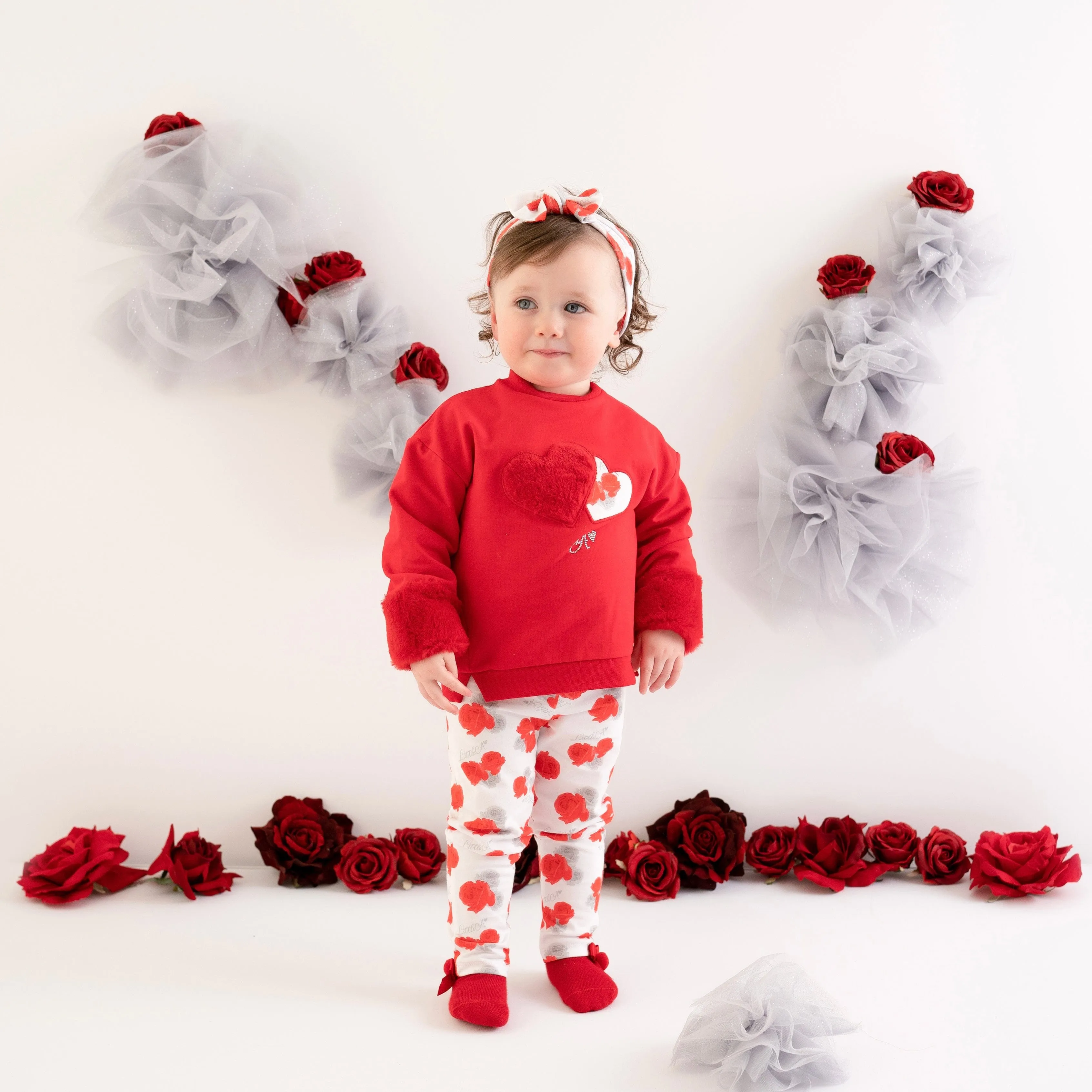 LITTLE A - Frances Fur Jumper Legging Set - Red