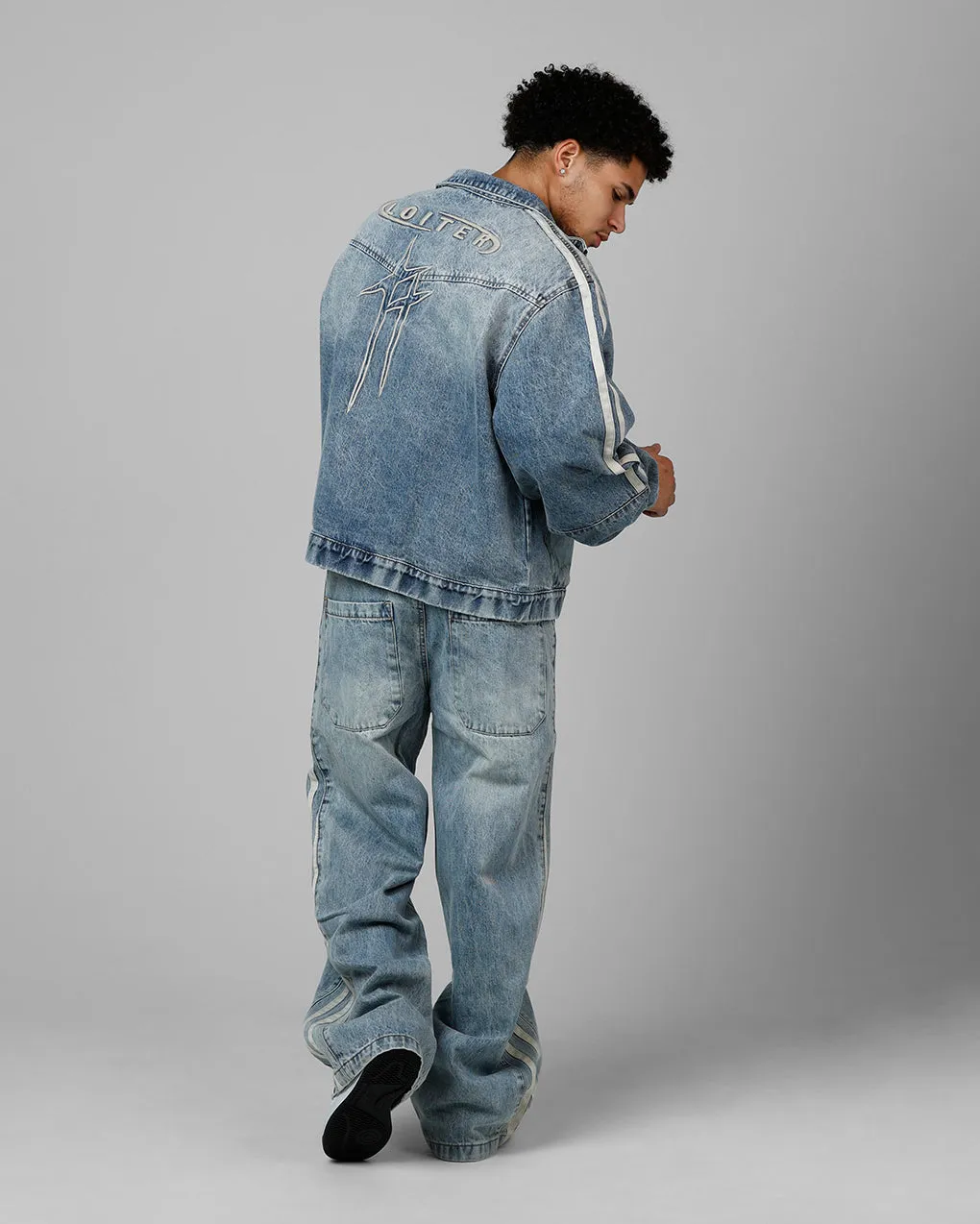 Loiter Track Star Denim Jacket Blue Wash