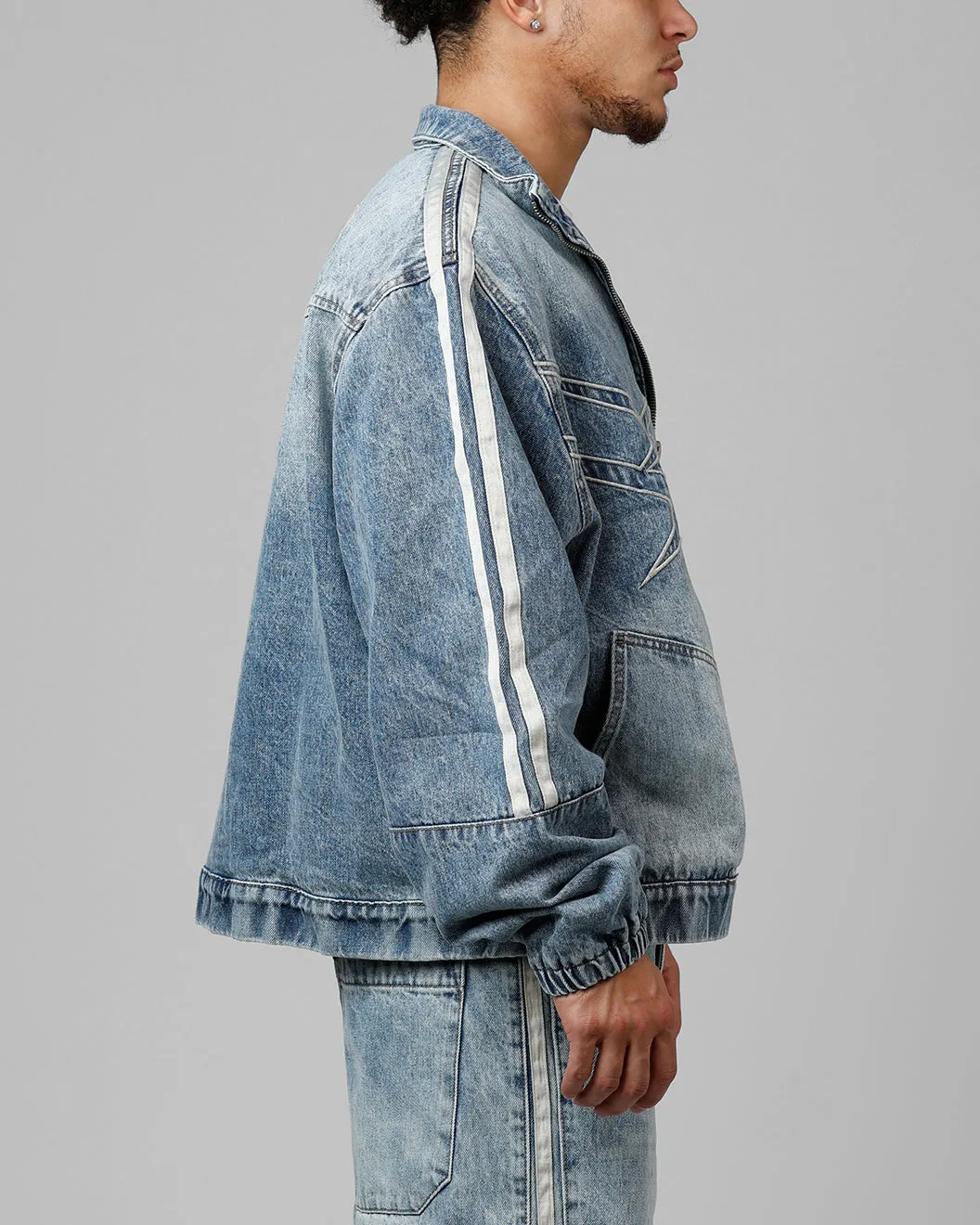 Loiter Track Star Denim Jacket Blue Wash