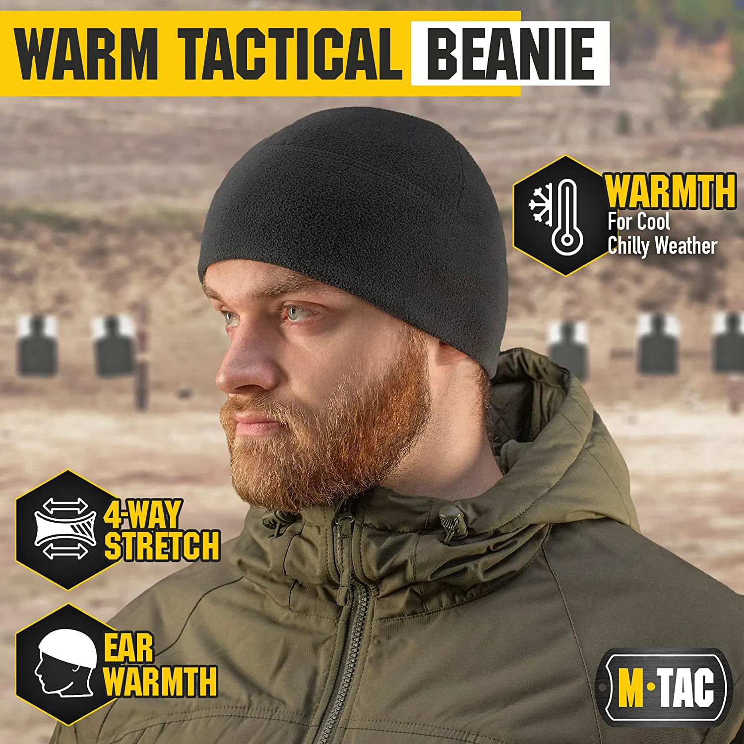 M-Tac Low Profile Tactical Beanie for Men - Winter Army Beanie Fleece Cap