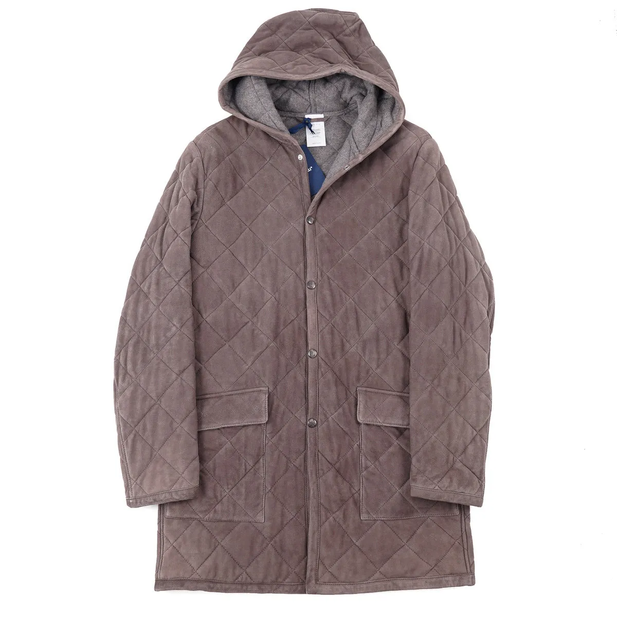 Mandelli Cashmere-Lined Quilted Suede Parka