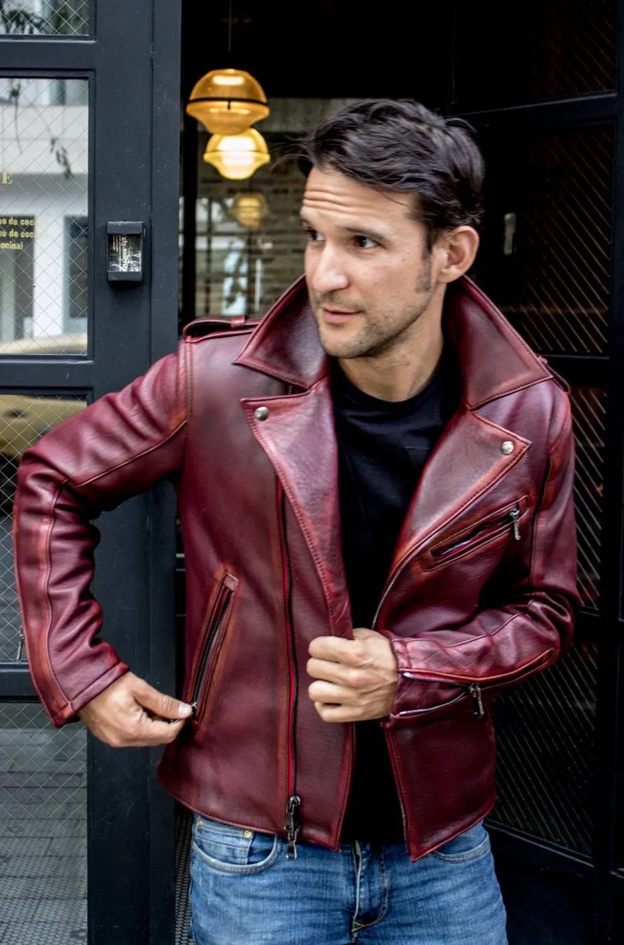 MELBOURNE Leather Jacket - Special Edition - Distressed Mahogany -