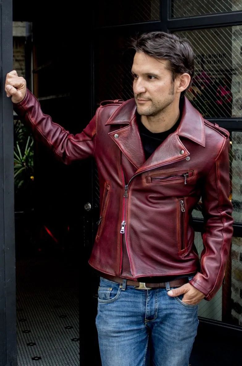 MELBOURNE Leather Jacket - Special Edition - Distressed Mahogany -