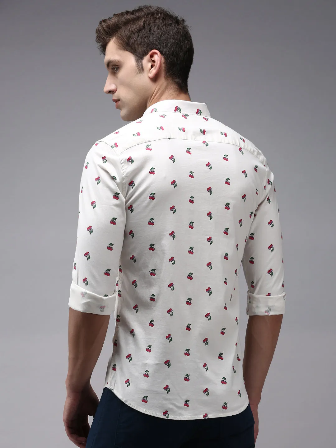 Men Beige Printed Casual Shirt