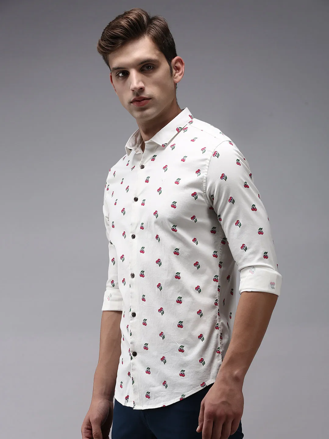 Men Beige Printed Casual Shirt