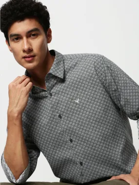 Men Black Geometrical Casual Casual Shirts