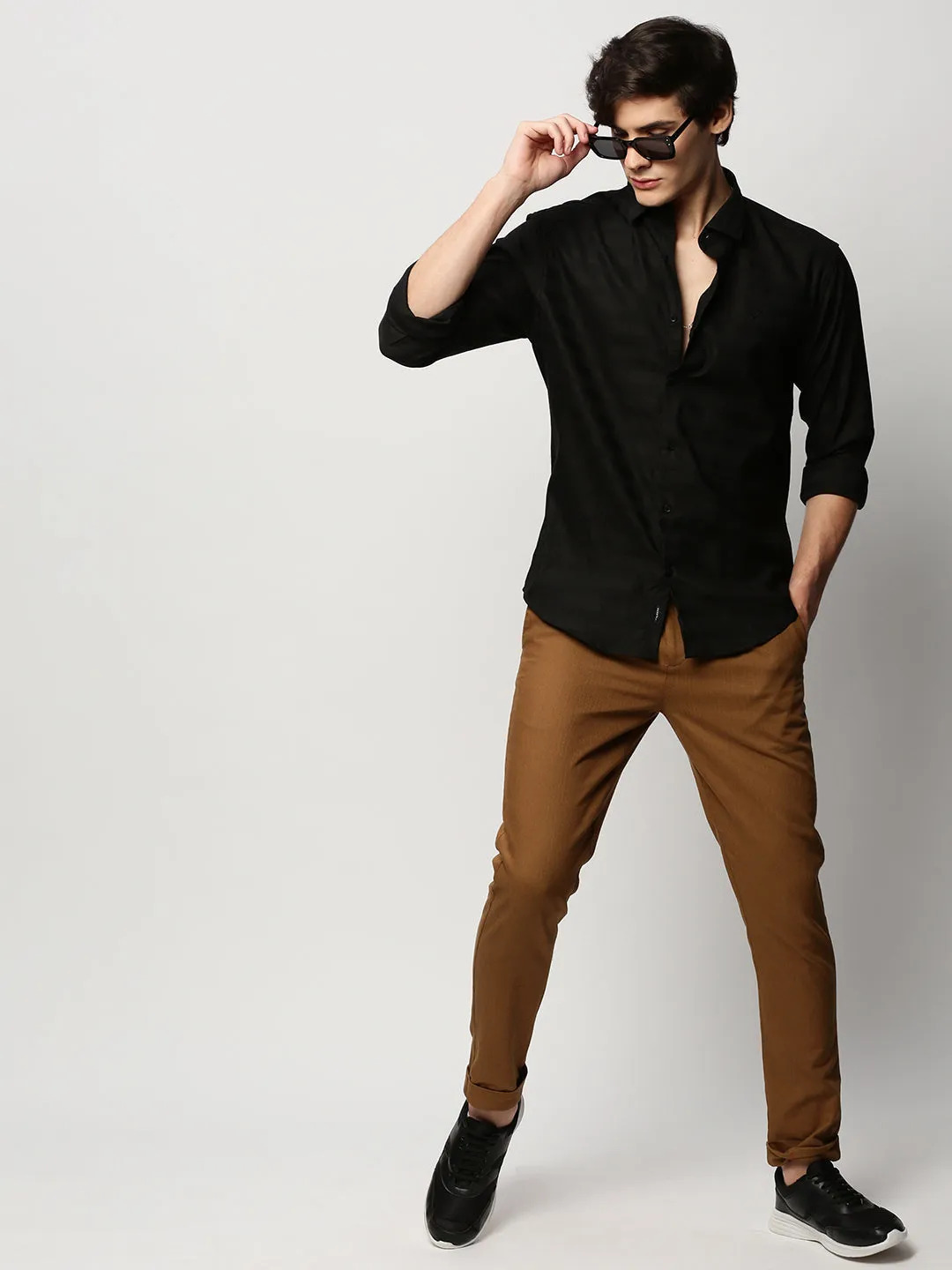 Men Black Striped Casual Casual Shirts