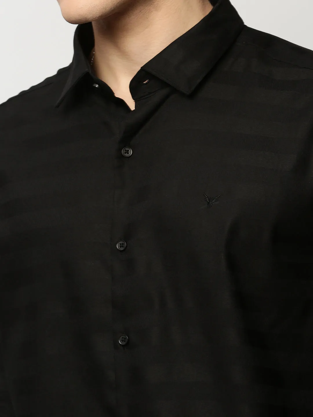 Men Black Striped Casual Casual Shirts