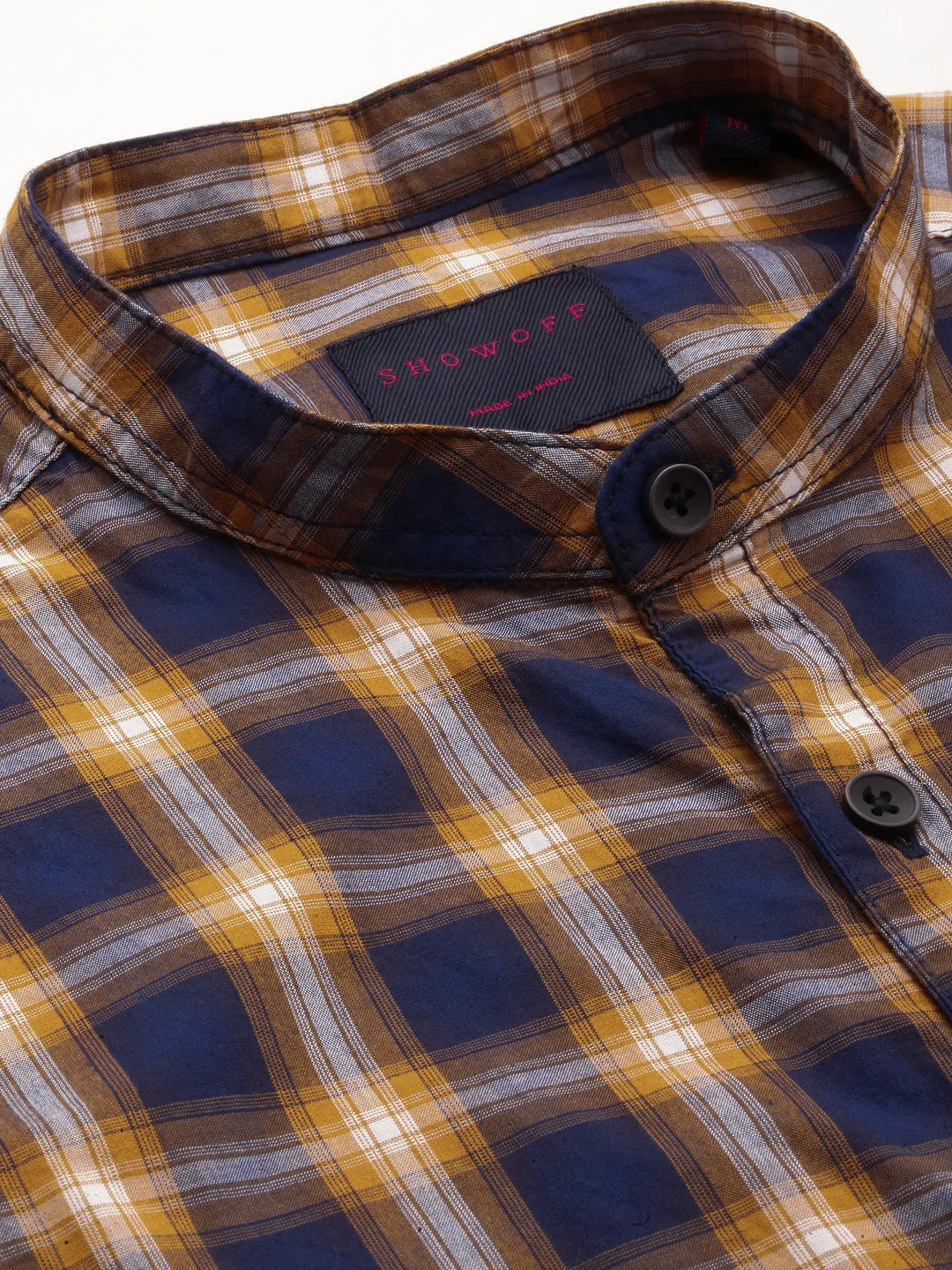 Men Blue Checked Casual Shirt