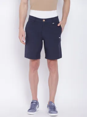 Men Casual Solid Navy Blue Chinos Shorts