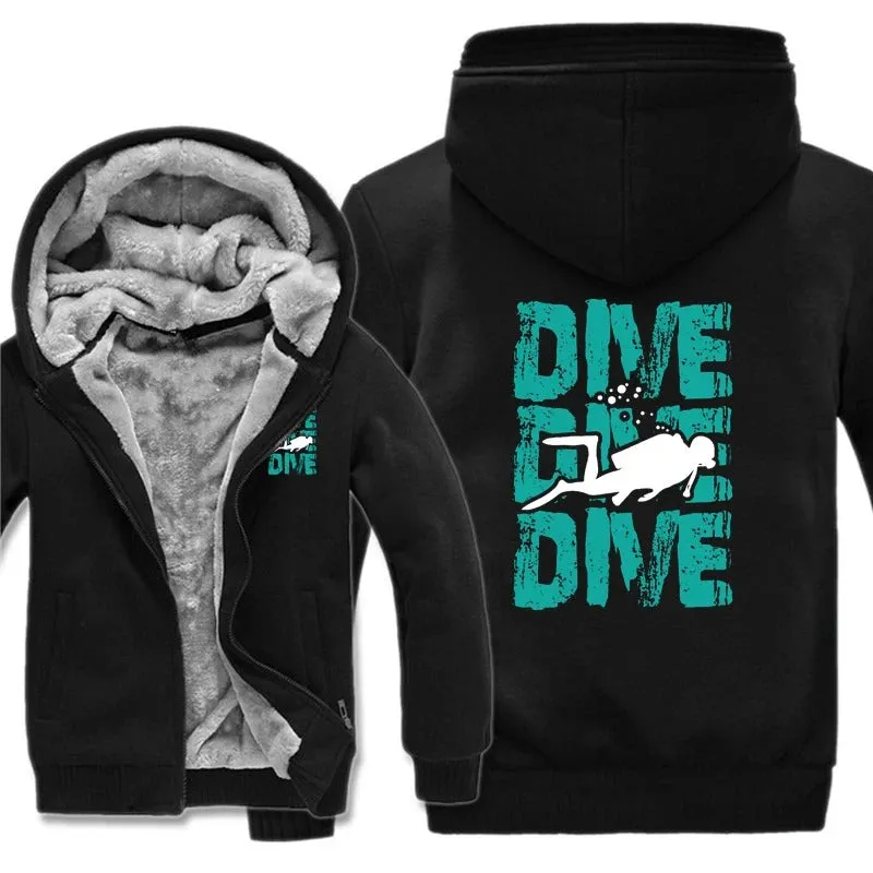 Men Hoodie: Dive, Dive Dive - Stylish & Warm Men's Scuba Jacket