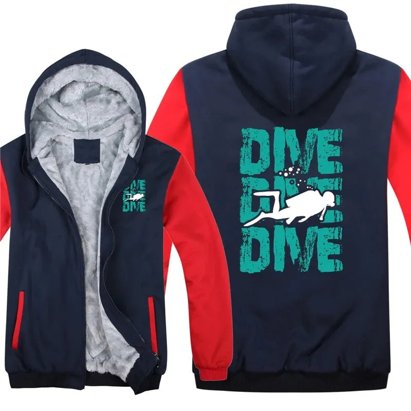 Men Hoodie: Dive, Dive Dive - Stylish & Warm Men's Scuba Jacket