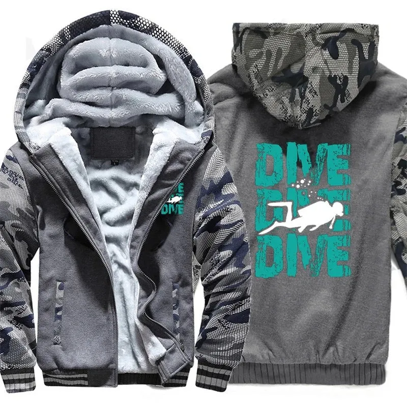 Men Hoodie: Dive, Dive Dive - Stylish & Warm Men's Scuba Jacket