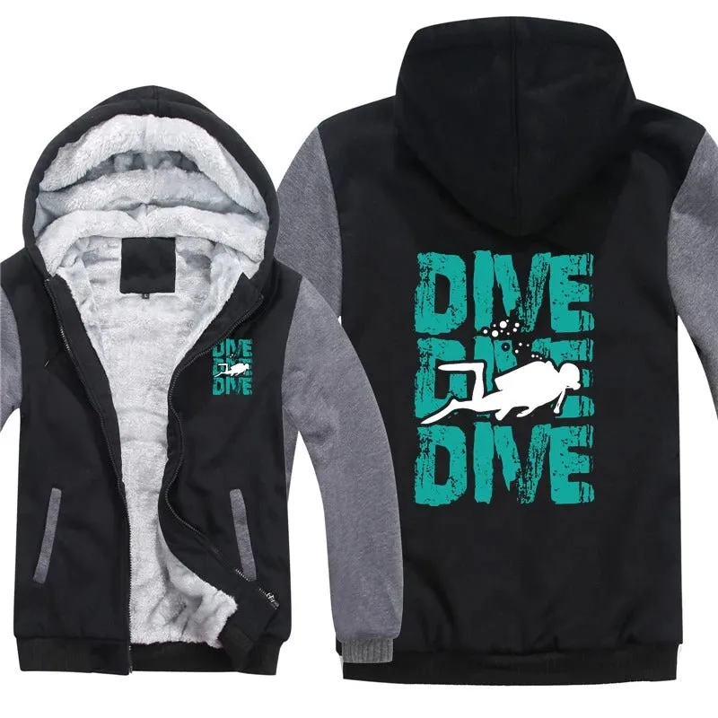 Men Hoodie: Dive, Dive Dive - Stylish & Warm Men's Scuba Jacket