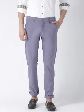 Men Lavender Slim Fit Solid Chinos