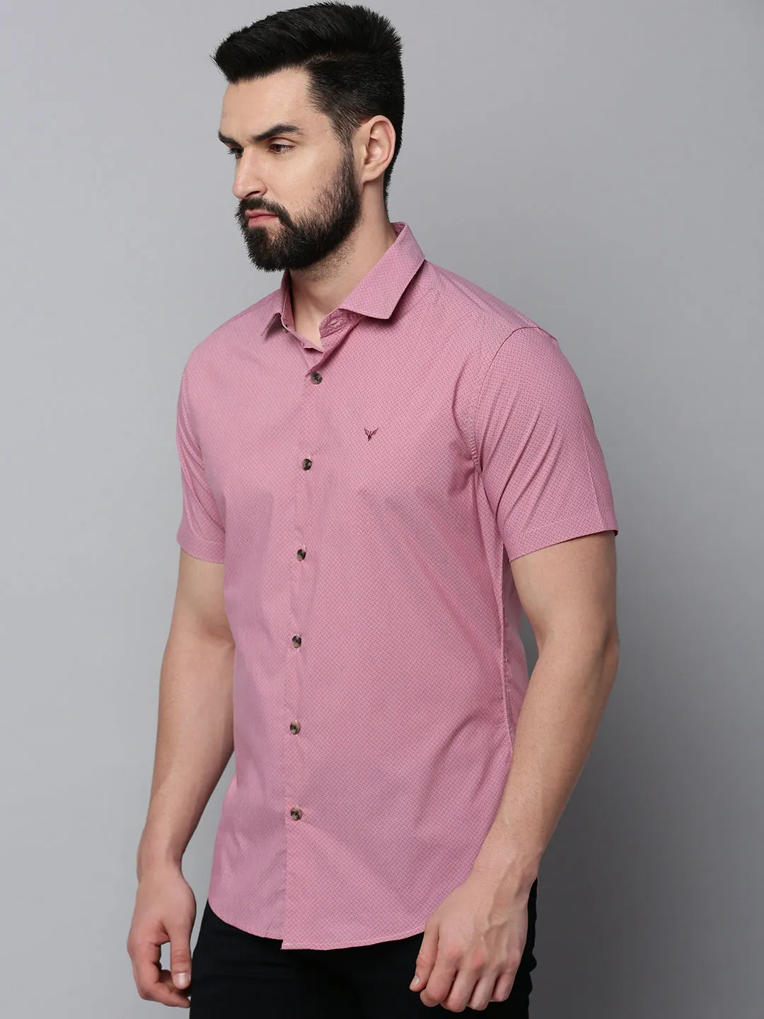 Men Mauve Printed Casual Shirt