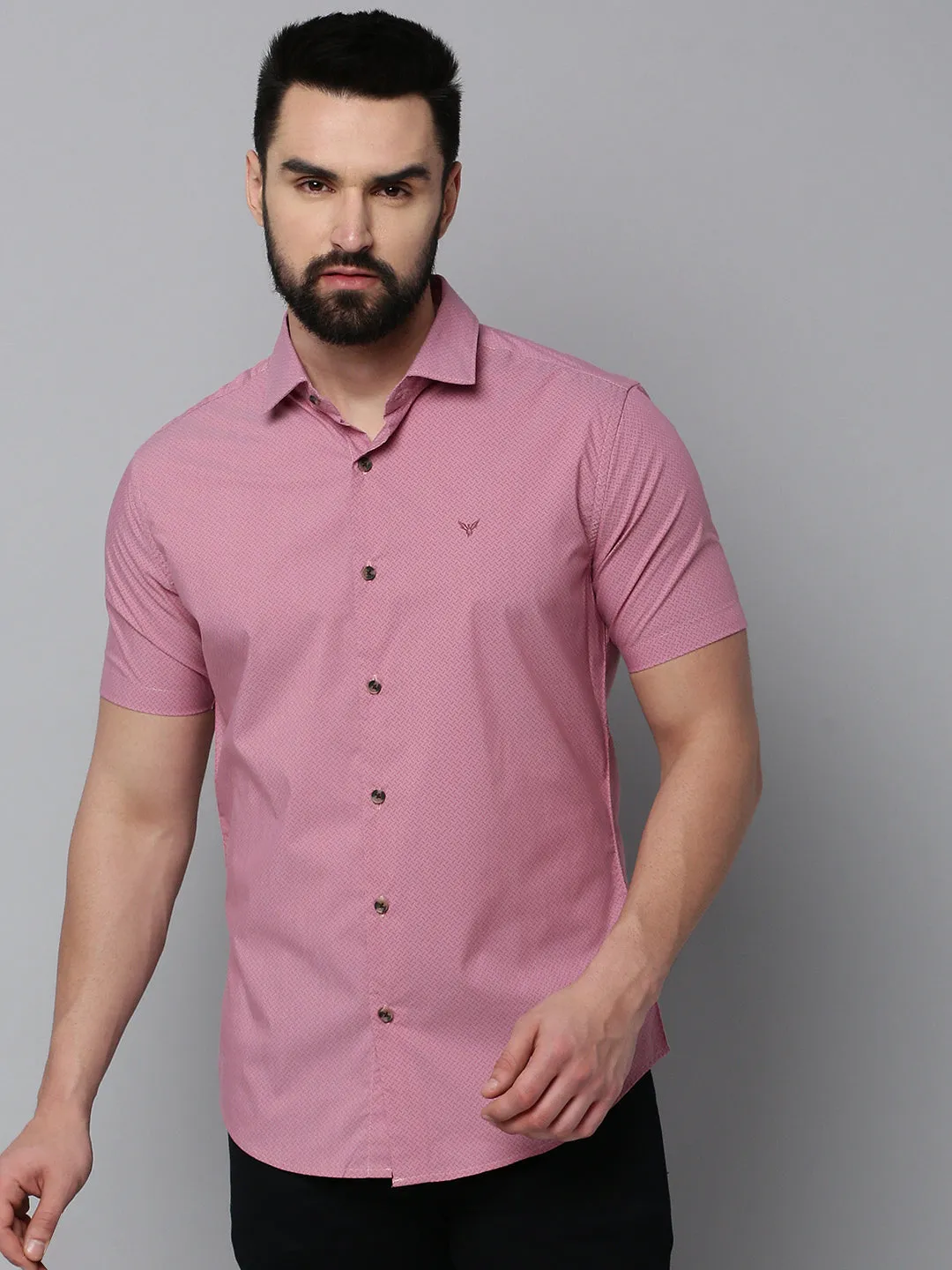 Men Mauve Printed Casual Shirt